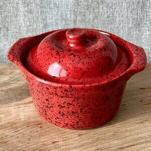 CERUTIL STONEWARE GRES CULINAIRE Approx 4.5" ROUND Container w/LID PORTUGAL